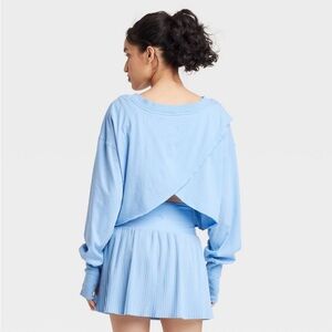 Cross Back Long Sleeve Top - JoyLab Light Blue XS NWT